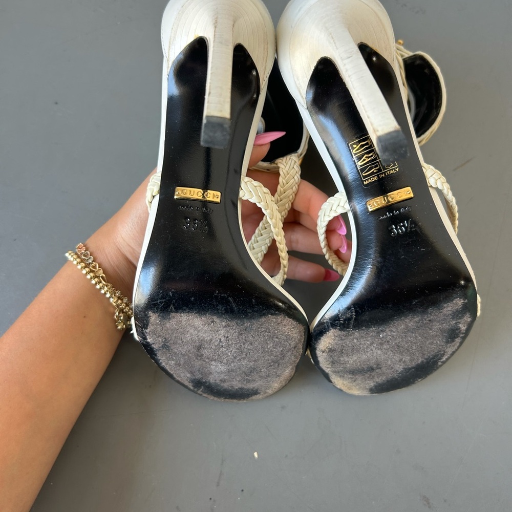 Gucci Ursla white/ivory sandal heels size 36.5 - Picture 8 of 11